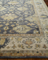 Exquisite Rugs Antique Weave Oushak hand-knotted New Zealand Wool 9934 Cobalt/Ivory 10' x 8' Area Rug