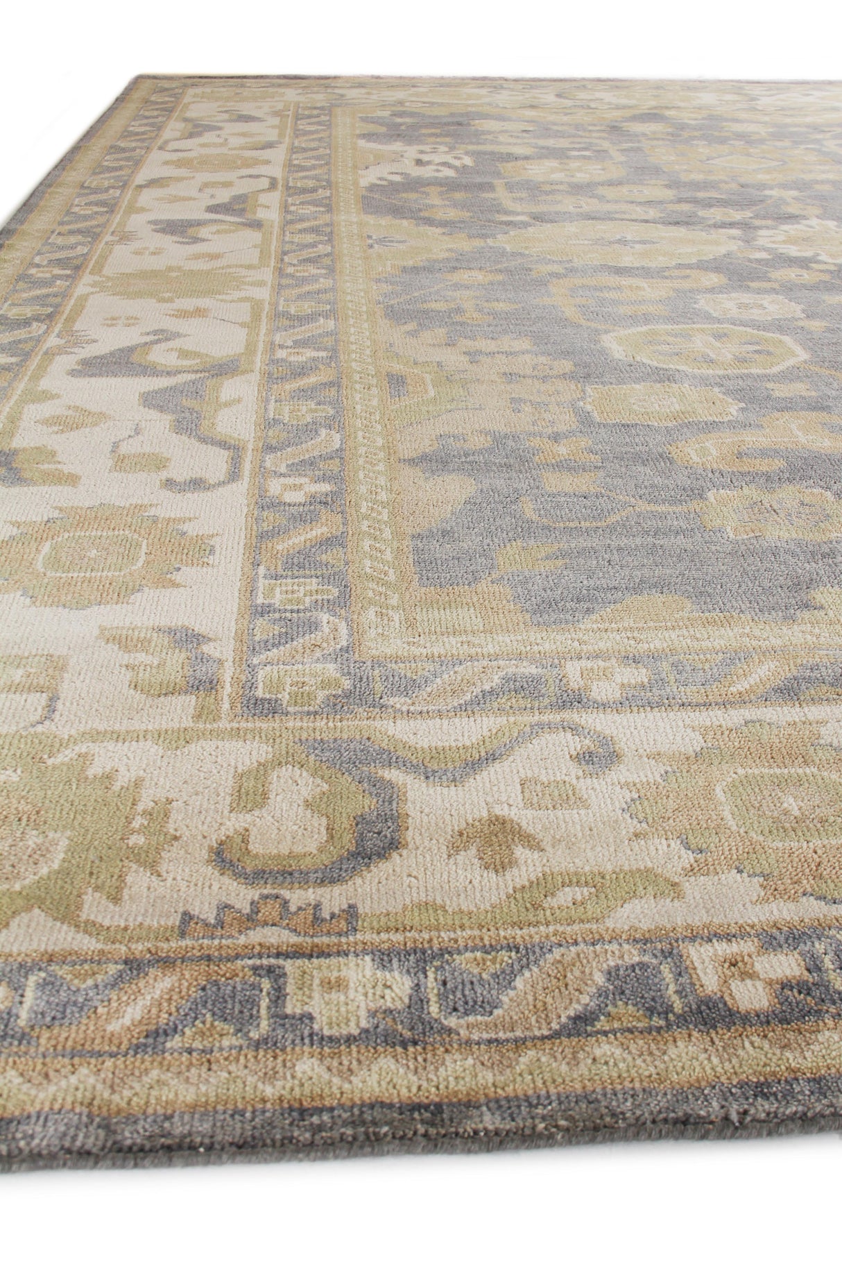 Exquisite Rugs Antique Weave Oushak hand-knotted New Zealand Wool 9936 Ivory/Cobalt 14' x 10' Area Rug