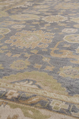 Exquisite Rugs Antique Weave Oushak hand-knotted New Zealand Wool 9936 Ivory/Cobalt 14' x 10' Area Rug