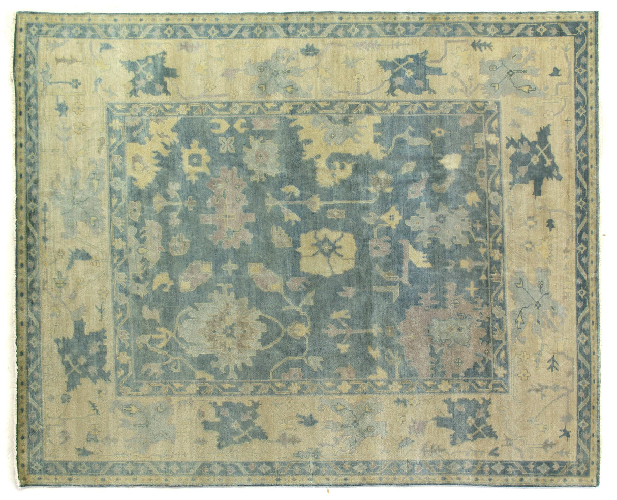 Exquisite Rugs Antique Weave Oushak hand-knotted New Zealand Wool 9969 Blue/Ivory 6' x 4' Area Rug