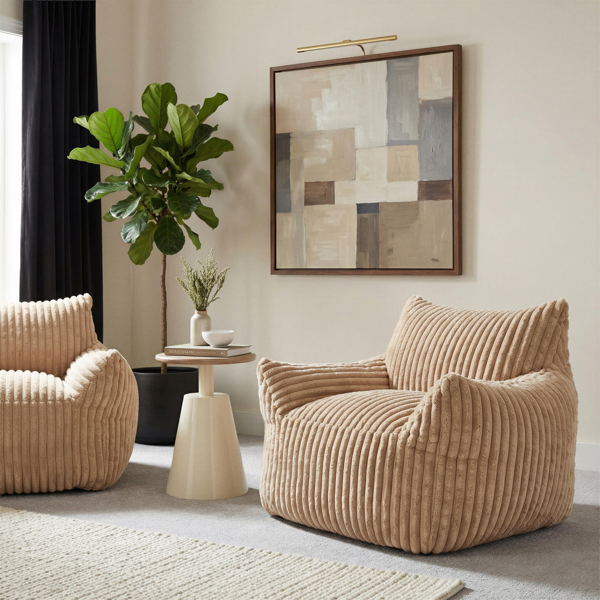ZUO Sira Side Table Natural & Ivory