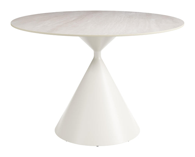 ZUO Plinn Dining Table Light Beige & White