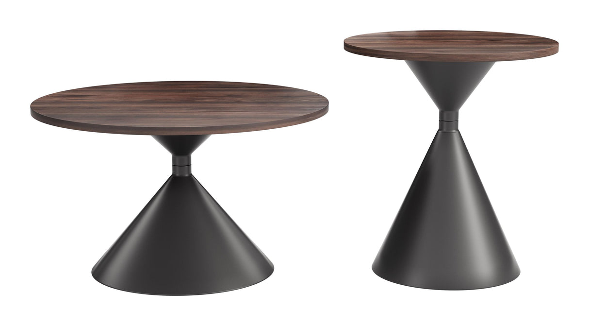 ZUO Rosk Coffee Table Set (2-Piece) Walnut & Black