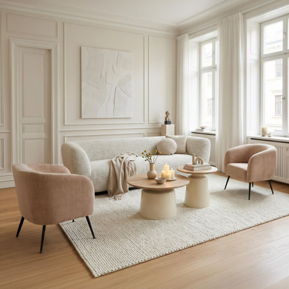ZUO Lireen Coffee Table Set (2-Piece) Natural & Ivory