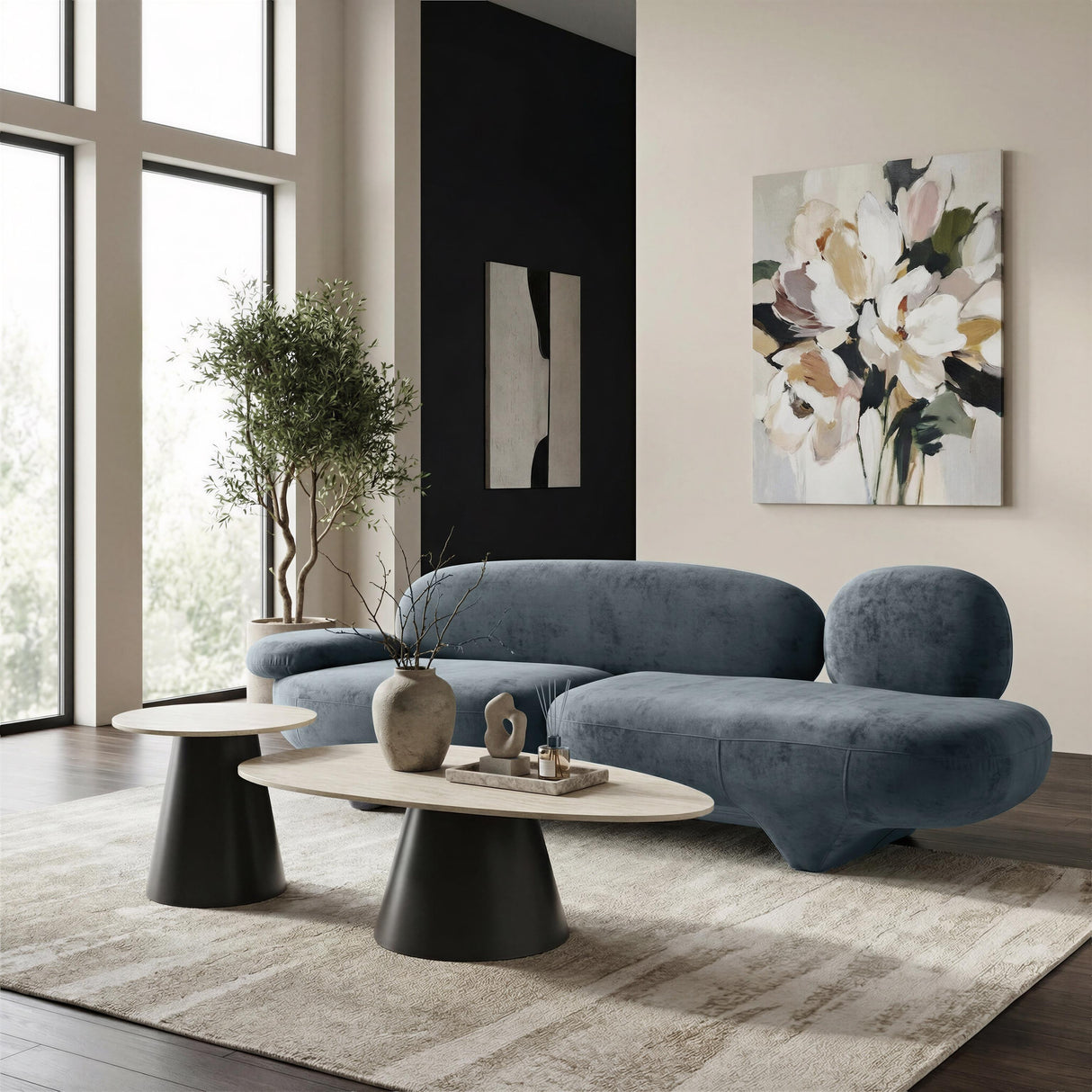 ZUO Reyes Coffee Table Set (2-Piece) Natural & Black