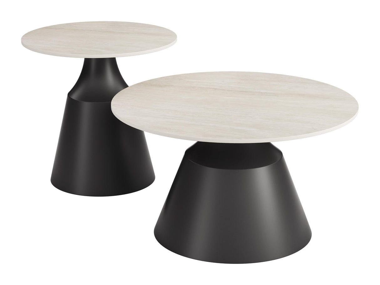 ZUO Camella Coffee Table Set (2-Piece) Light Beige & Black