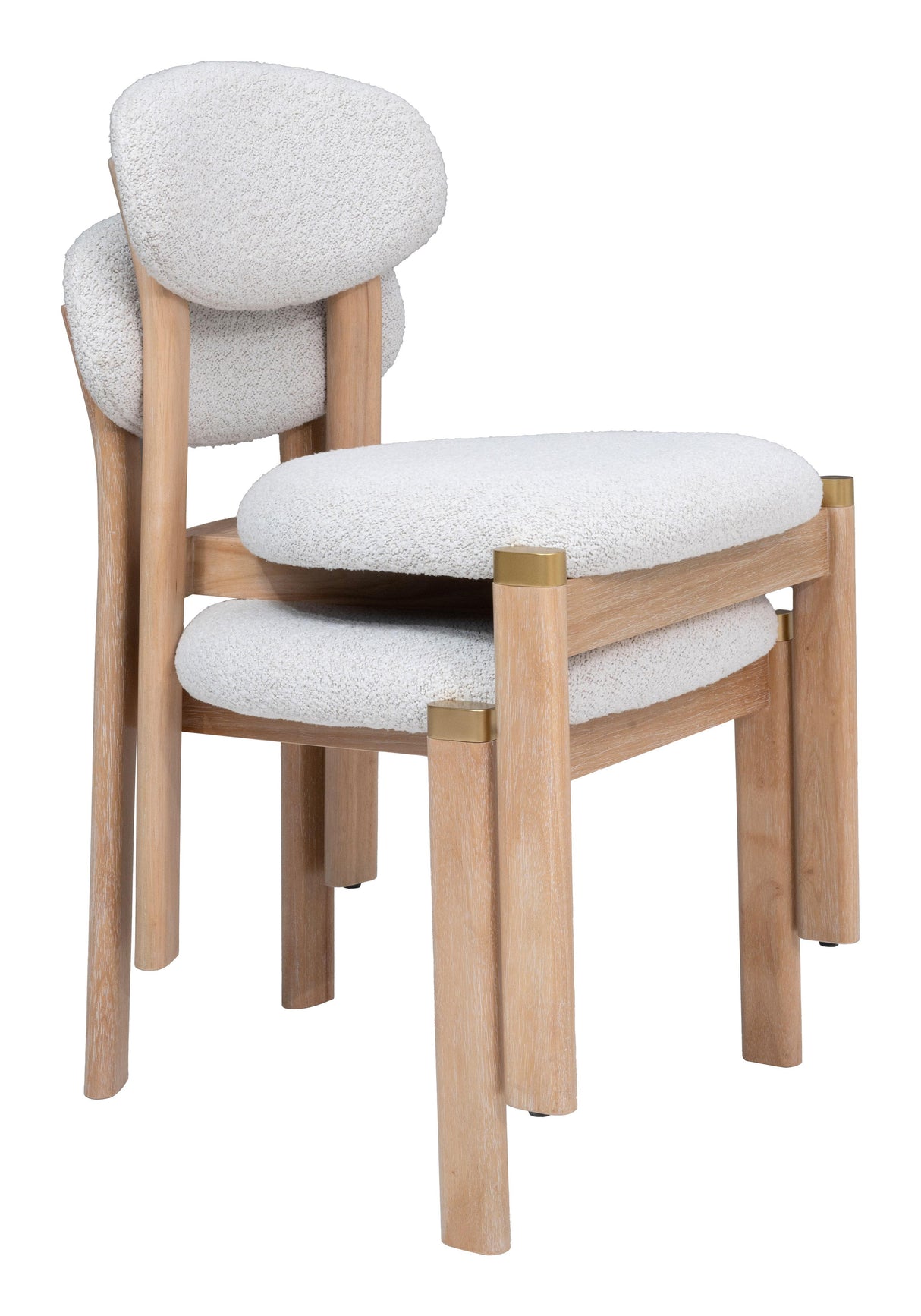 ZUO Rilou Dining Chair (Set of 2) White & Natural
