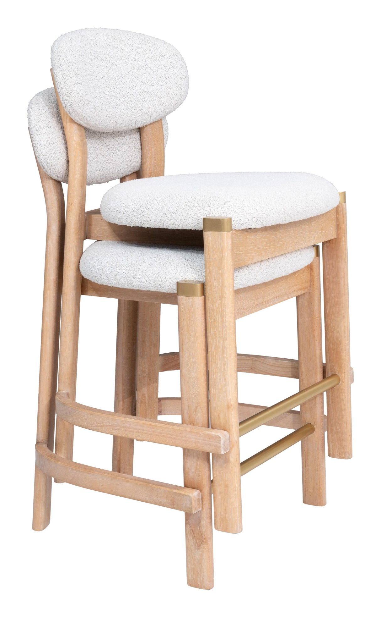 ZUO Rilou Counter Stool (Set of 2) White & Natural