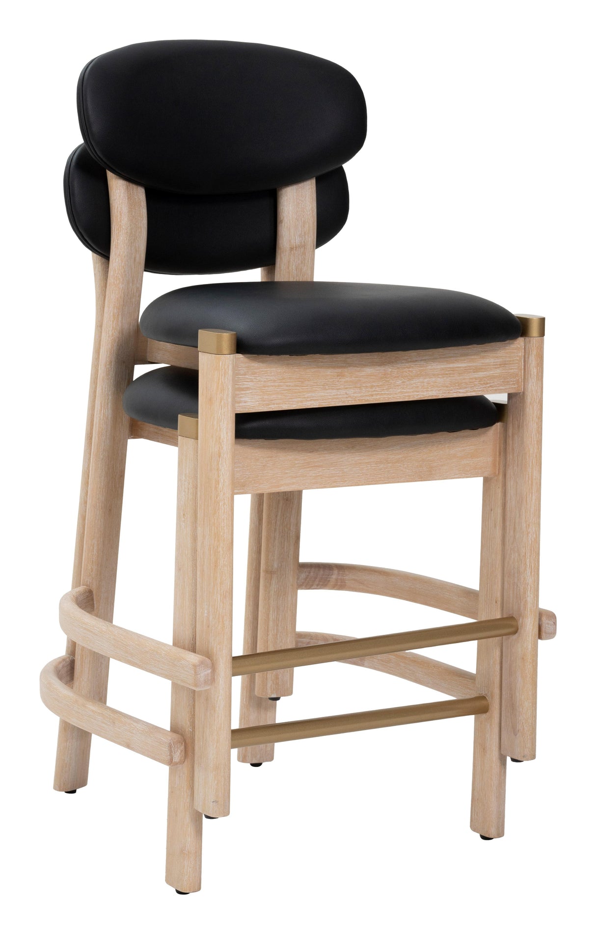 ZUO Rilou Counter Stool (Set of 2) Black & Natural