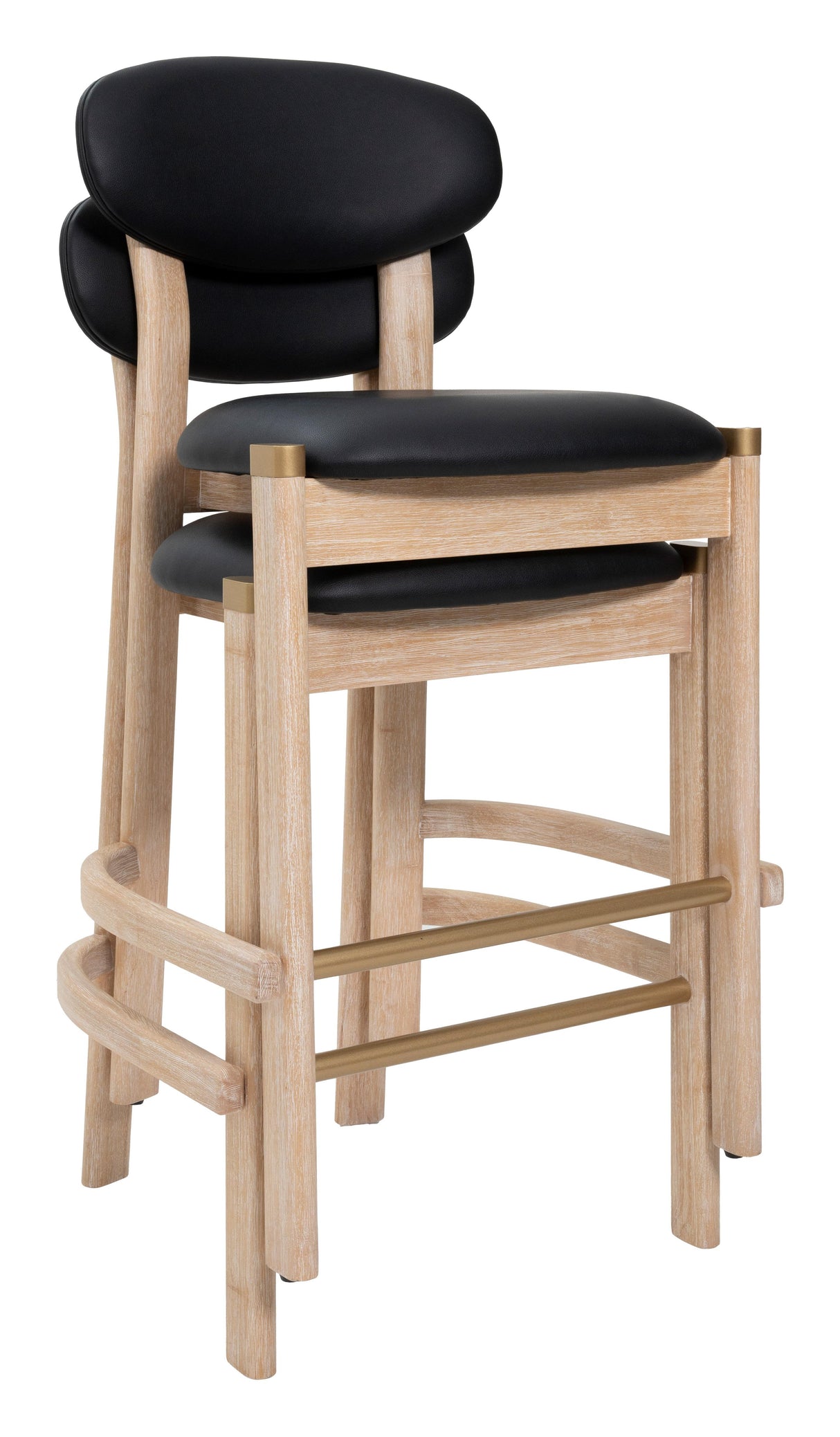 ZUO Rilou Barstool (Set of 2) Black & Natural