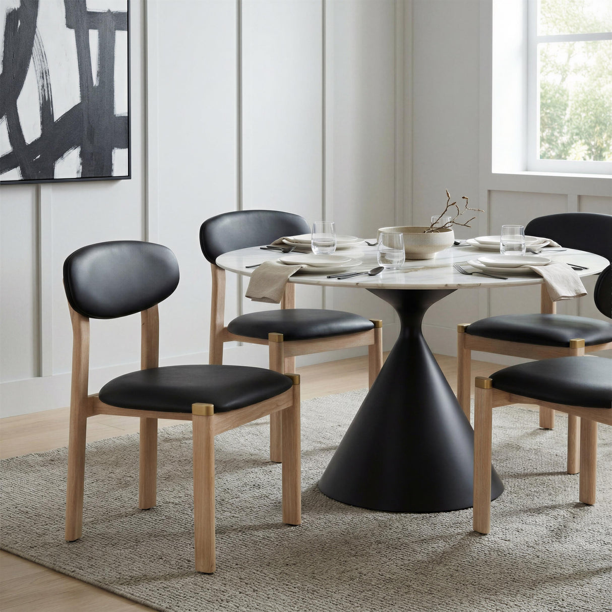 ZUO Rilou Dining Chair (Set of 2) Black & Natural