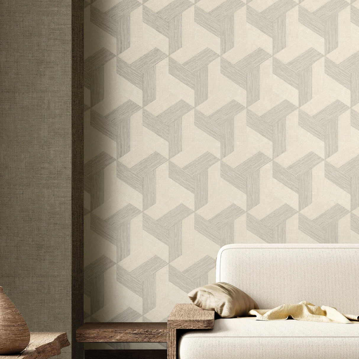 Galerie SY27501 Synergy Geometric Beige Wallpaper SY27501 Beige Wallpaper