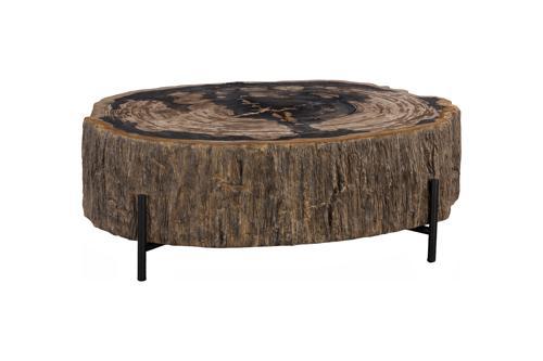 Phillips Collection Chaka Petrified , Mixed With Black Legs Coffee Table