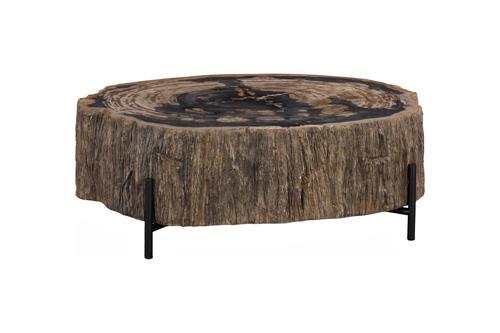 Phillips Collection Chaka Petrified , Mixed With Black Legs Coffee Table