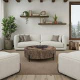 Phillips Collection Chaka Petrified , Cream With Black Legs Coffee Table
