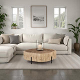Phillips Collection Chaka Petrified , Cream With Black Legs Coffee Table