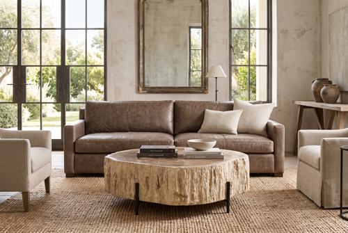 Phillips Collection Chaka Petrified , Cream With Black Legs Coffee Table