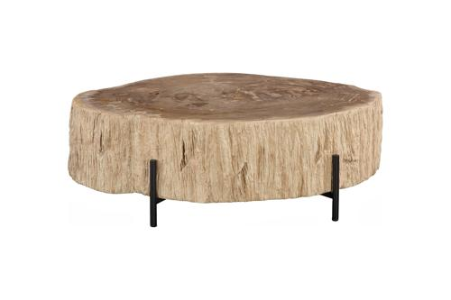Phillips Collection Chaka Petrified , Cream With Black Legs Coffee Table