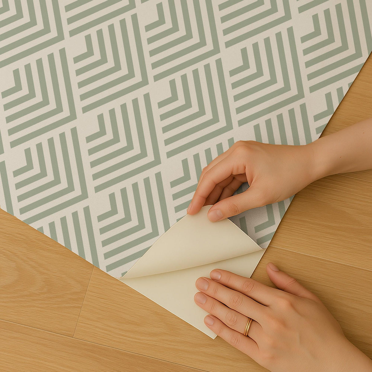 Veer Decor Geometric Chevron Diamond Green Peel and Stick Wallpaper
