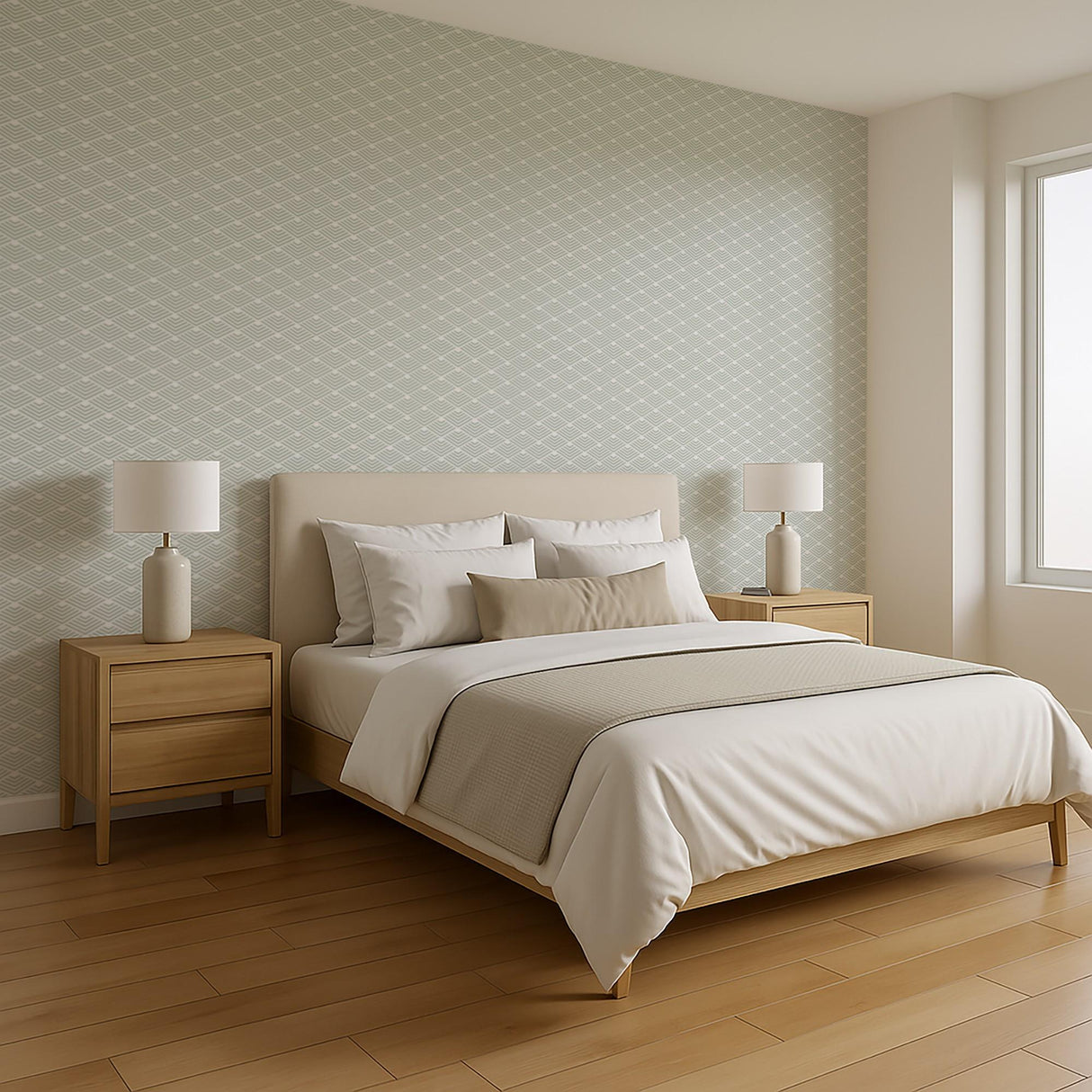 Veer Decor Geometric Chevron Diamond Green Peel and Stick Wallpaper