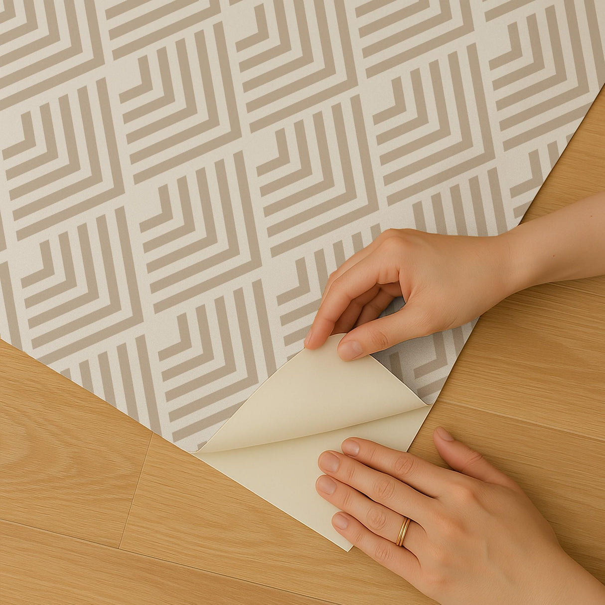 Veer Decor Geometric Chevron Diamond Taupe Peel and Stick Wallpaper