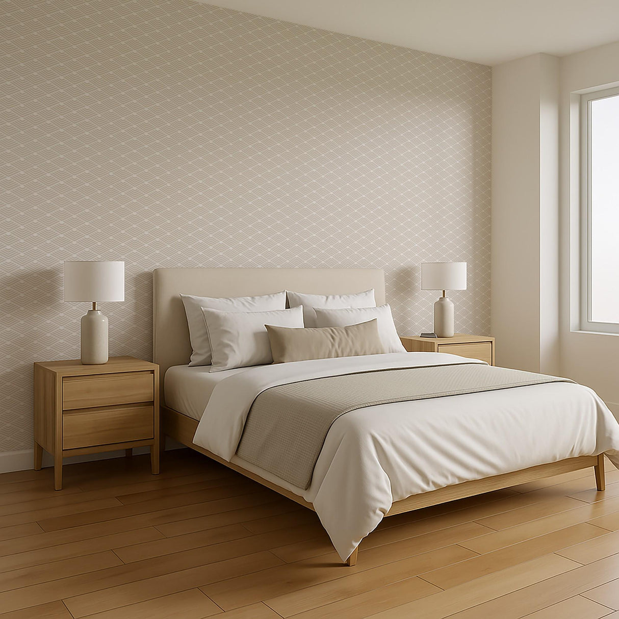 Veer Decor Geometric Chevron Diamond Taupe Peel and Stick Wallpaper