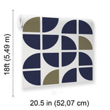 Veer Decor Mod Geo Crescents Navy Peel and Stick Wallpaper