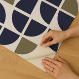 Veer Decor Mod Geo Crescents Navy Peel and Stick Wallpaper
