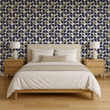 Veer Decor Mod Geo Crescents Navy Peel and Stick Wallpaper