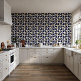 Veer Decor Mod Geo Crescents Navy Peel and Stick Wallpaper