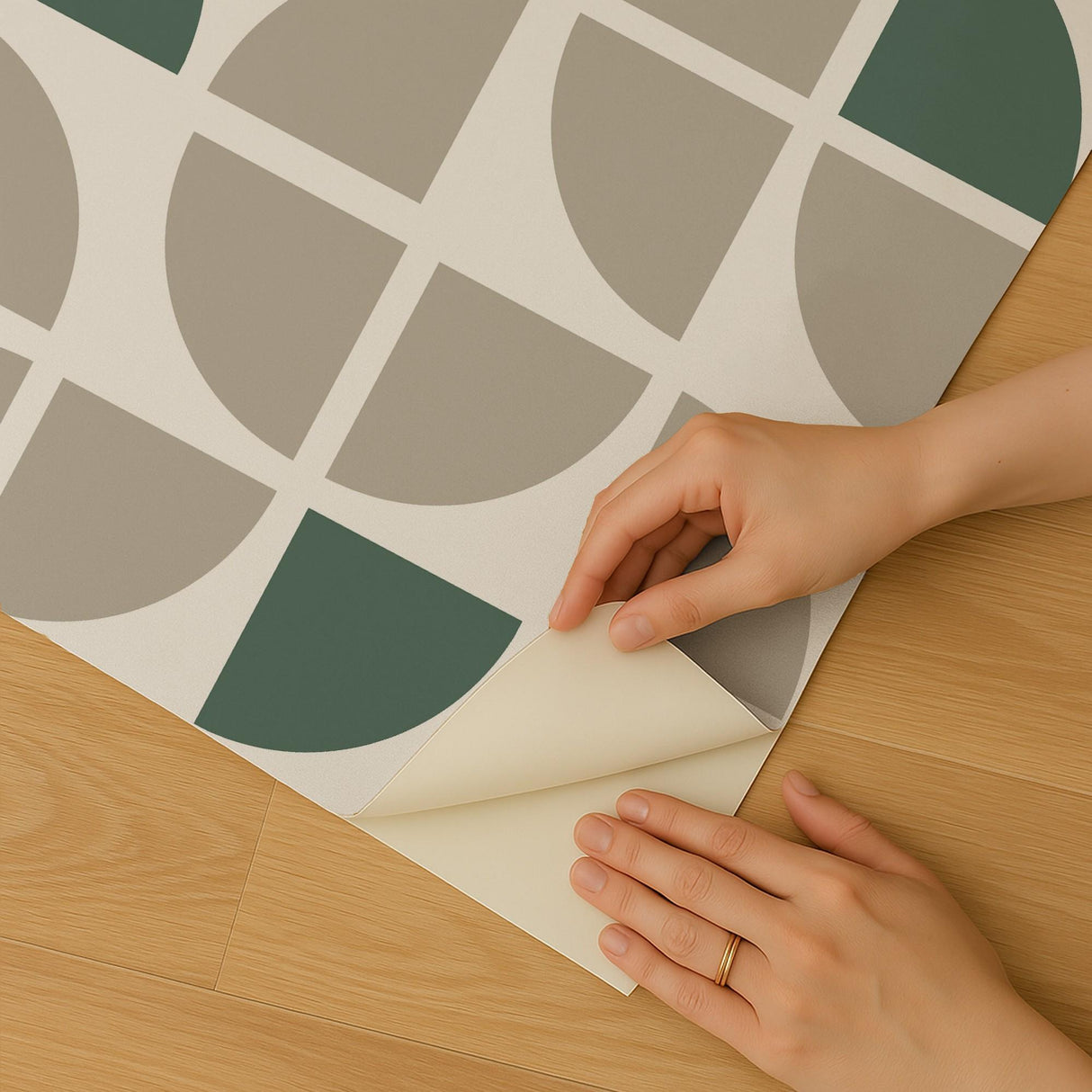 Veer Decor Mod Geo Crescents Taupe Peel and Stick Wallpaper