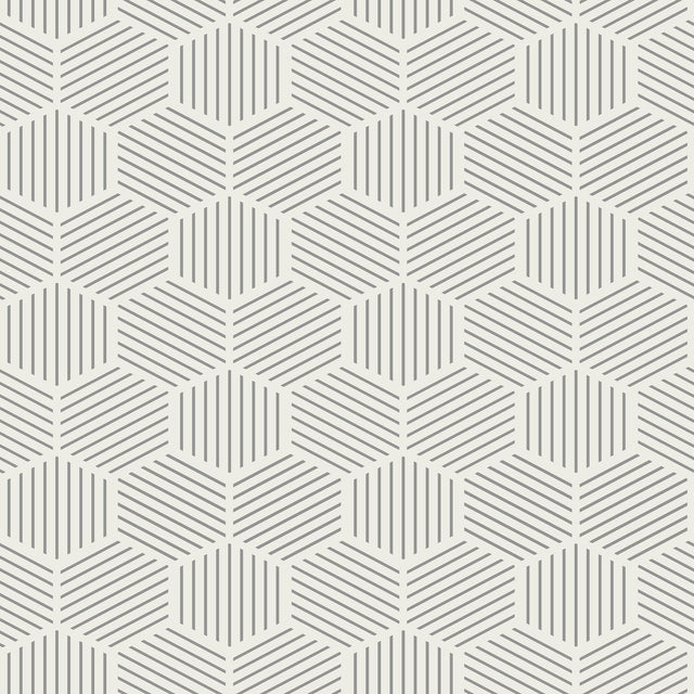 Veer Decor Striped Hexagonal Mosaic Grey Peel and Stick Wallpaper