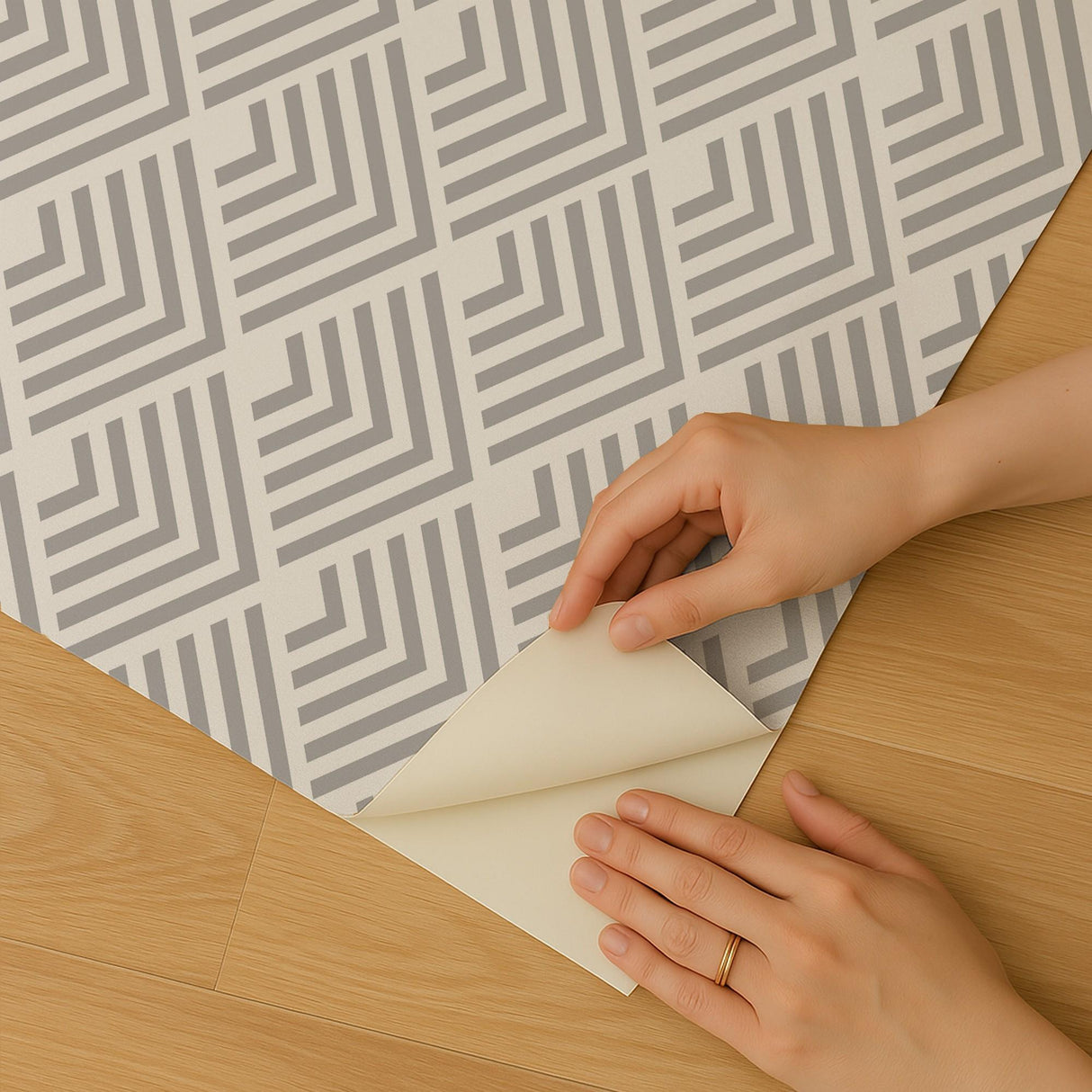 Veer Decor Geometric Chevron Diamond Grey Peel and Stick Wallpaper