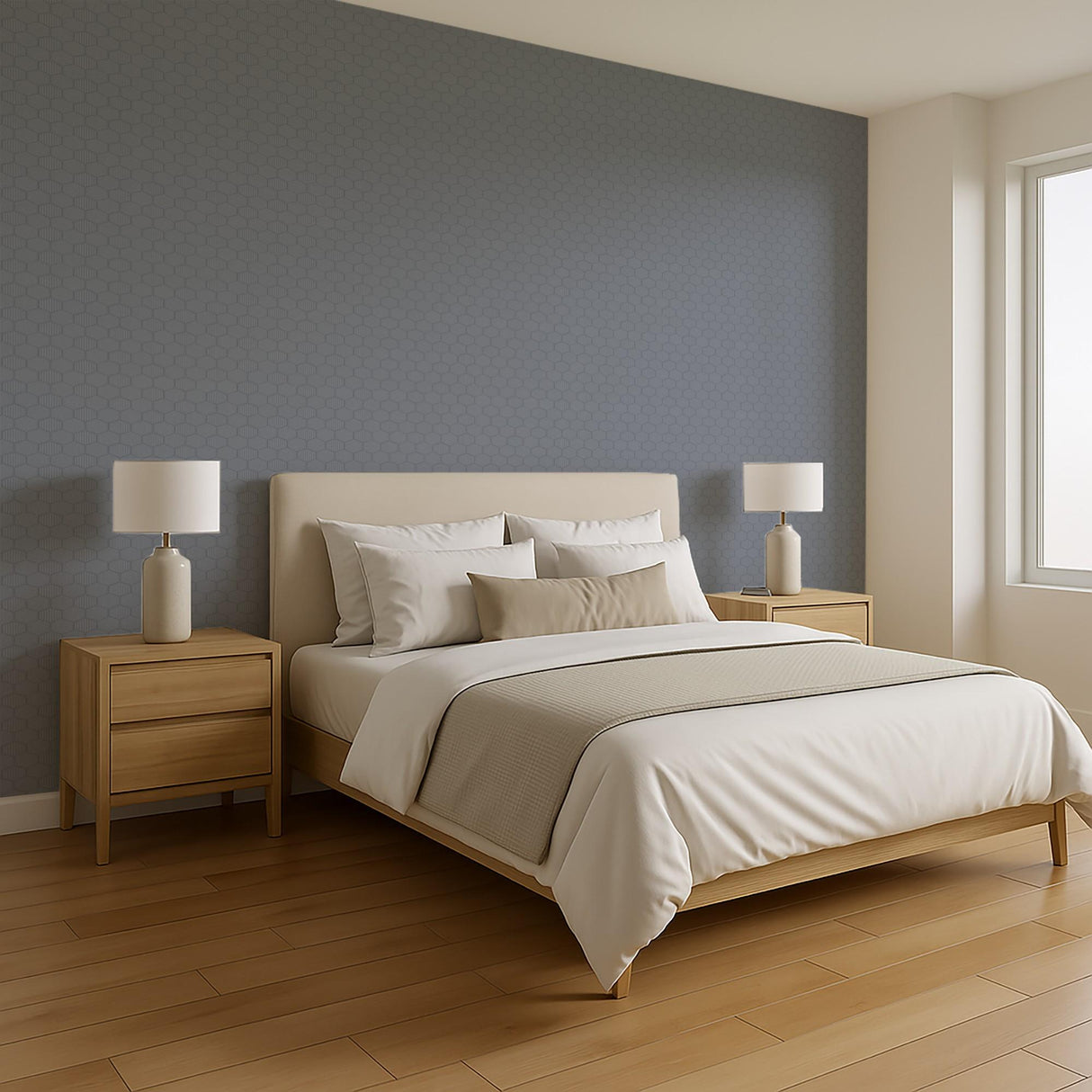 Veer Decor Striped Hexagonal Mosaic Blue Peel and Stick Wallpaper