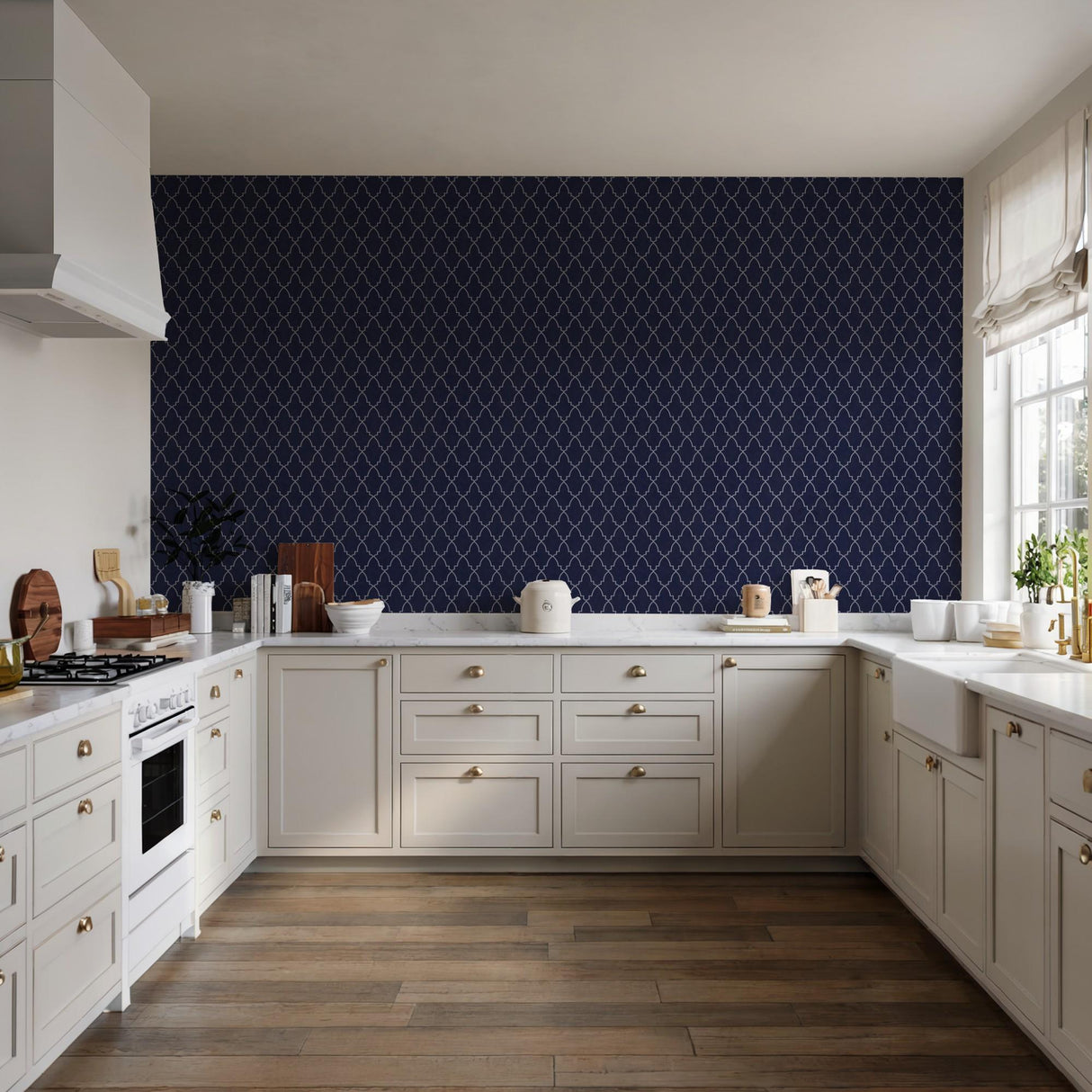 Veer Decor Medina Trellis Navy Peel and Stick Wallpaper