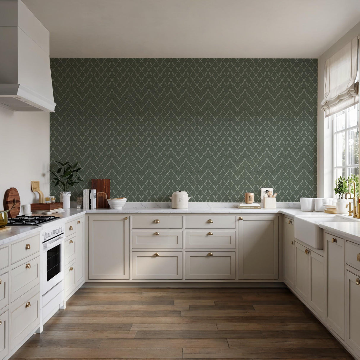 Veer Decor Medina Trellis Green Peel and Stick Wallpaper