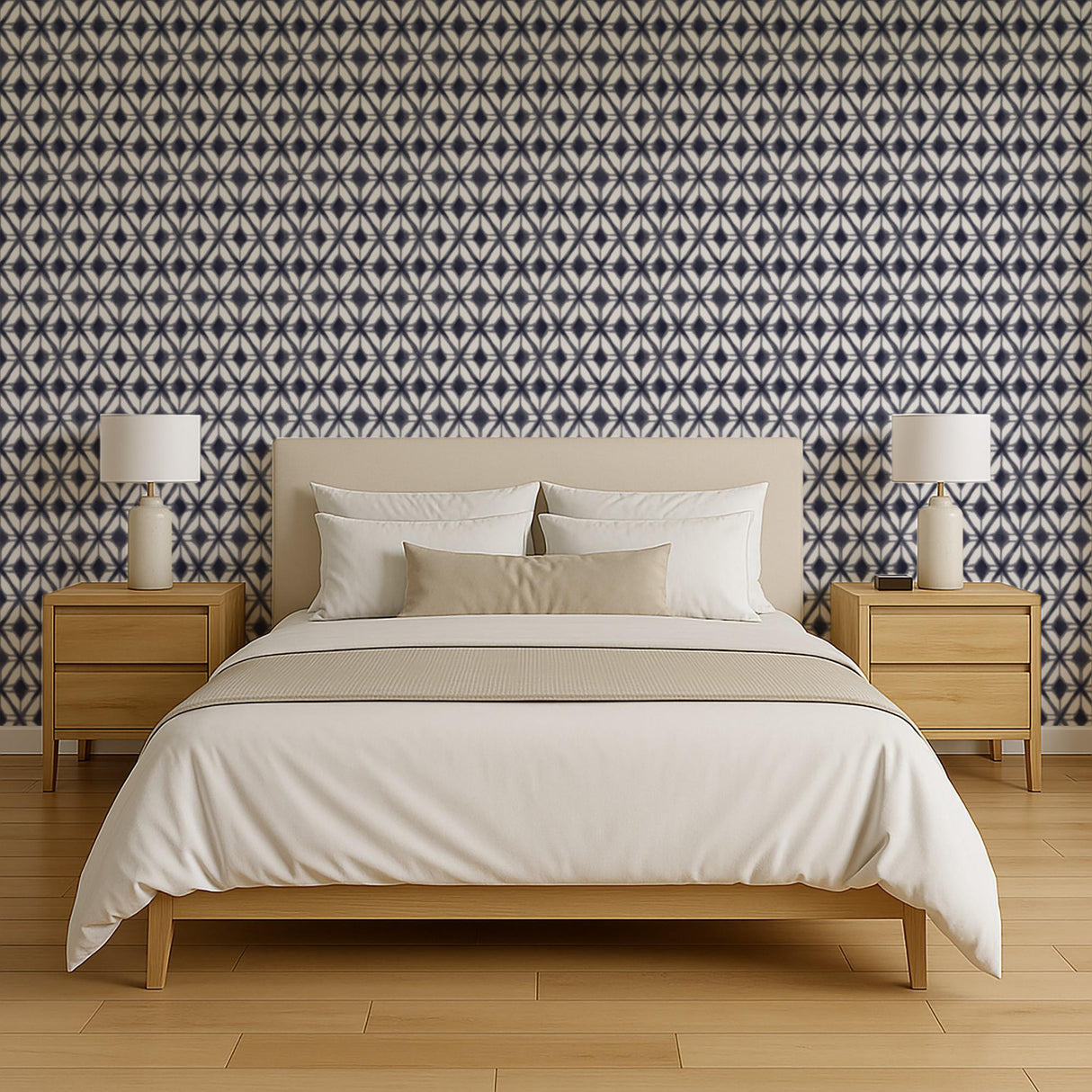 Veer Decor Shibori Geometric Navy Peel and Stick Wallpaper