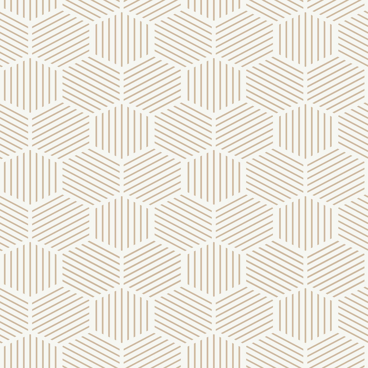 Veer Decor Striped Hexagonal Mosaic Taupe Peel and Stick Wallpaper