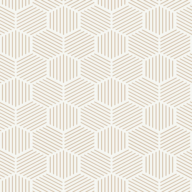 Veer Decor Striped Hexagonal Mosaic Taupe Peel and Stick Wallpaper