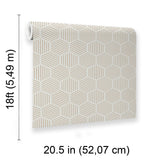 Veer Decor Striped Hexagonal Mosaic Taupe Peel and Stick Wallpaper