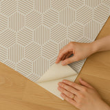 Veer Decor Striped Hexagonal Mosaic Taupe Peel and Stick Wallpaper