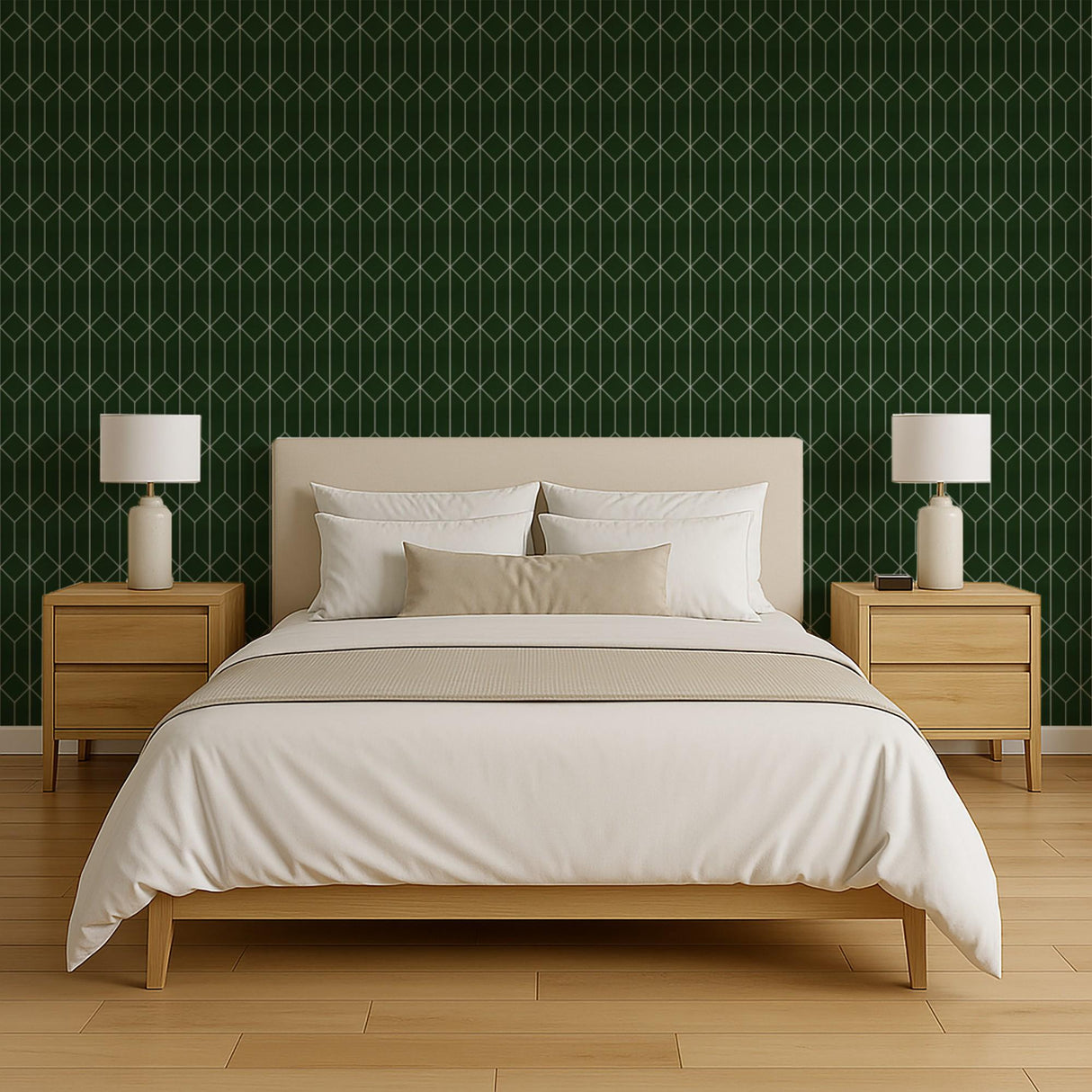 Veer Decor Diamond Trellis Green Peel and Stick Wallpaper