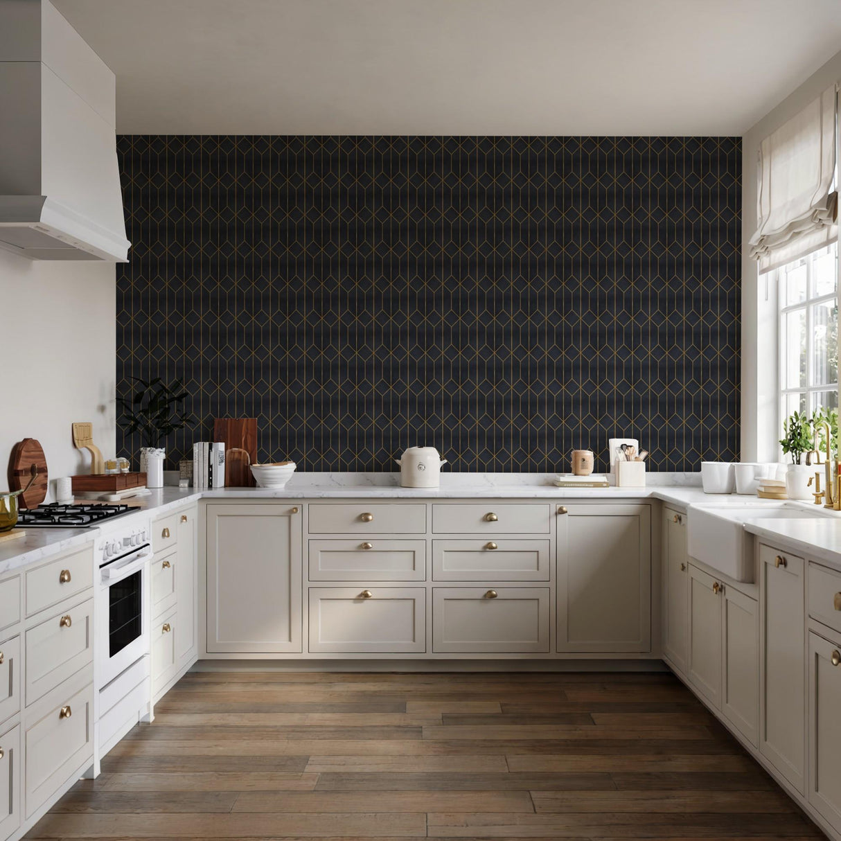Veer Decor Diamond Trellis Navy Peel and Stick Wallpaper