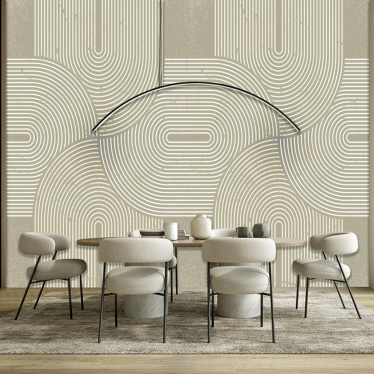 Veer Decor Mod Curves Beige Wall Mural