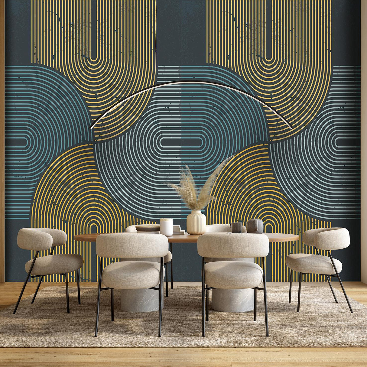 Veer Decor Mod Curves Navy Wall Mural