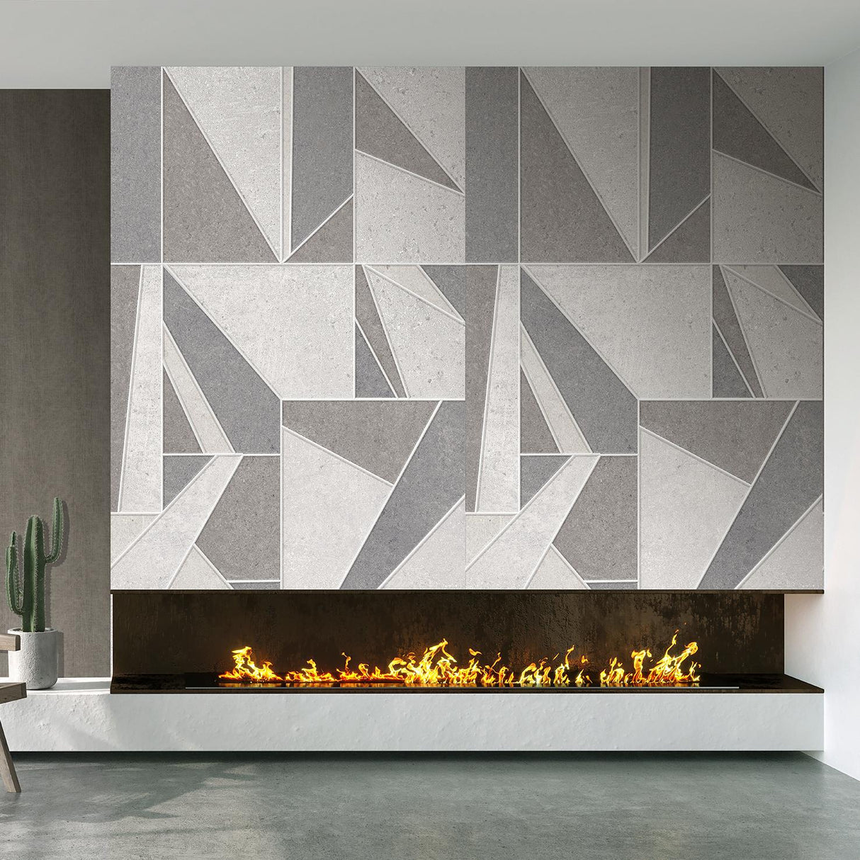 Veer Decor Sculpted Geo Grid Grey Wall Mural