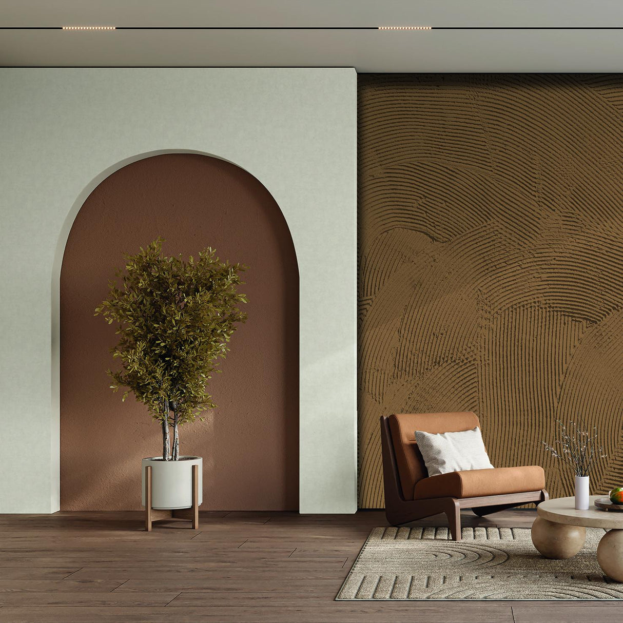 Veer Decor Stucco Arc Brown Wall Mural