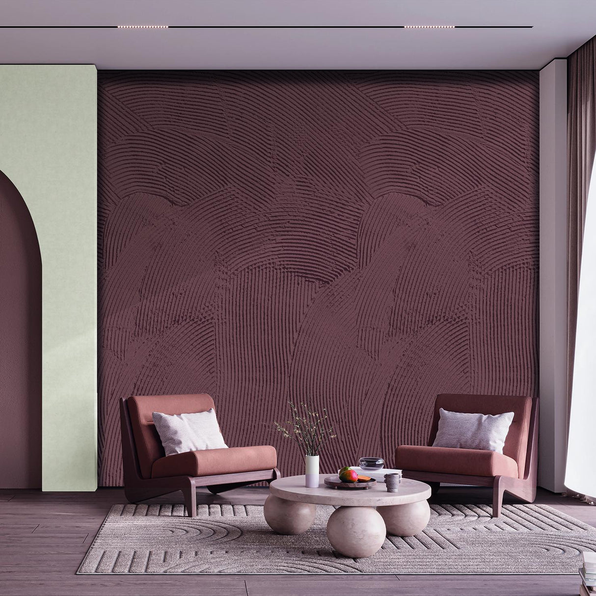 Veer Decor Stucco Arc Red Wall Mural