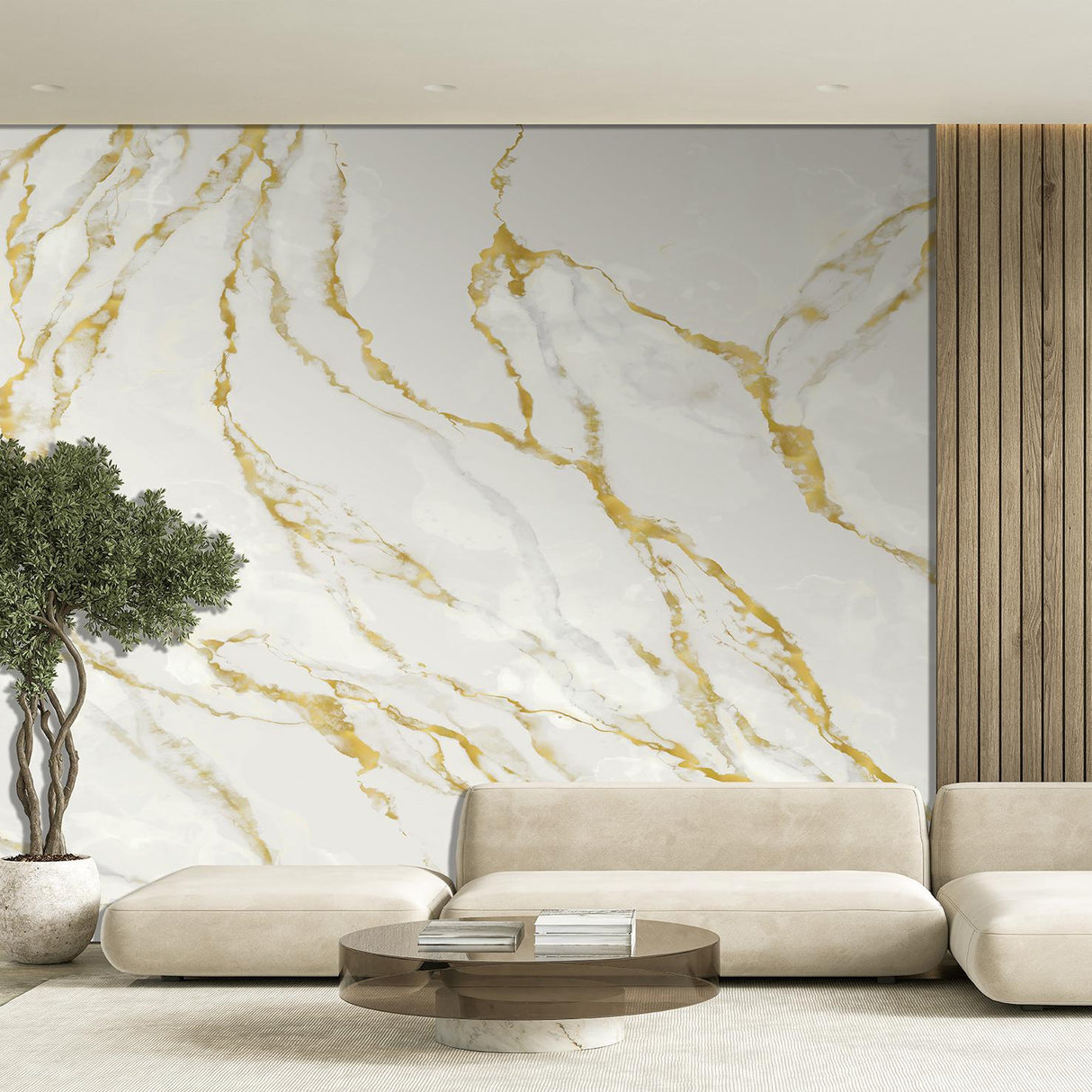 Veer Decor Marble Mirage Tan Wall Mural