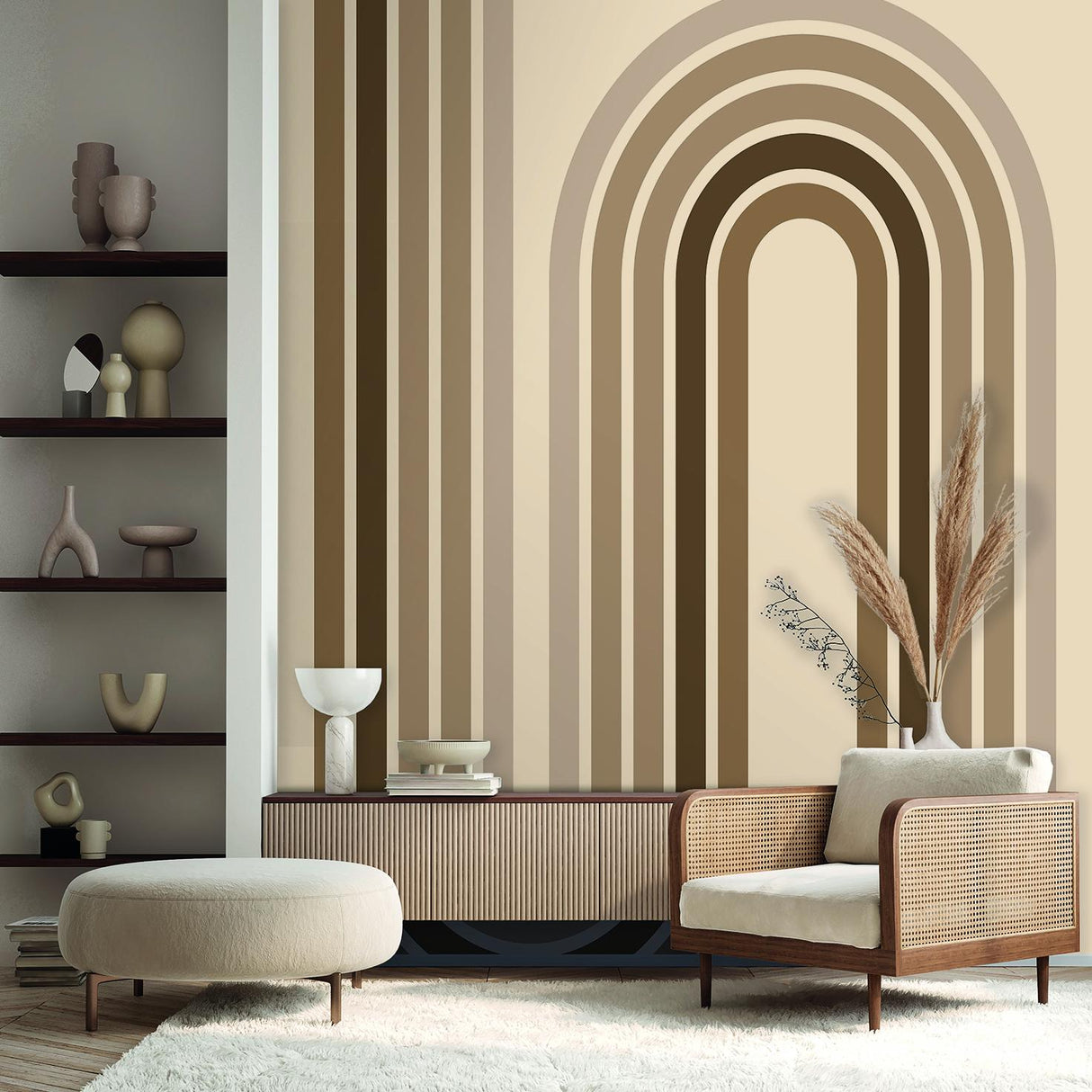Veer Decor Groove Arches Beige Wall Mural